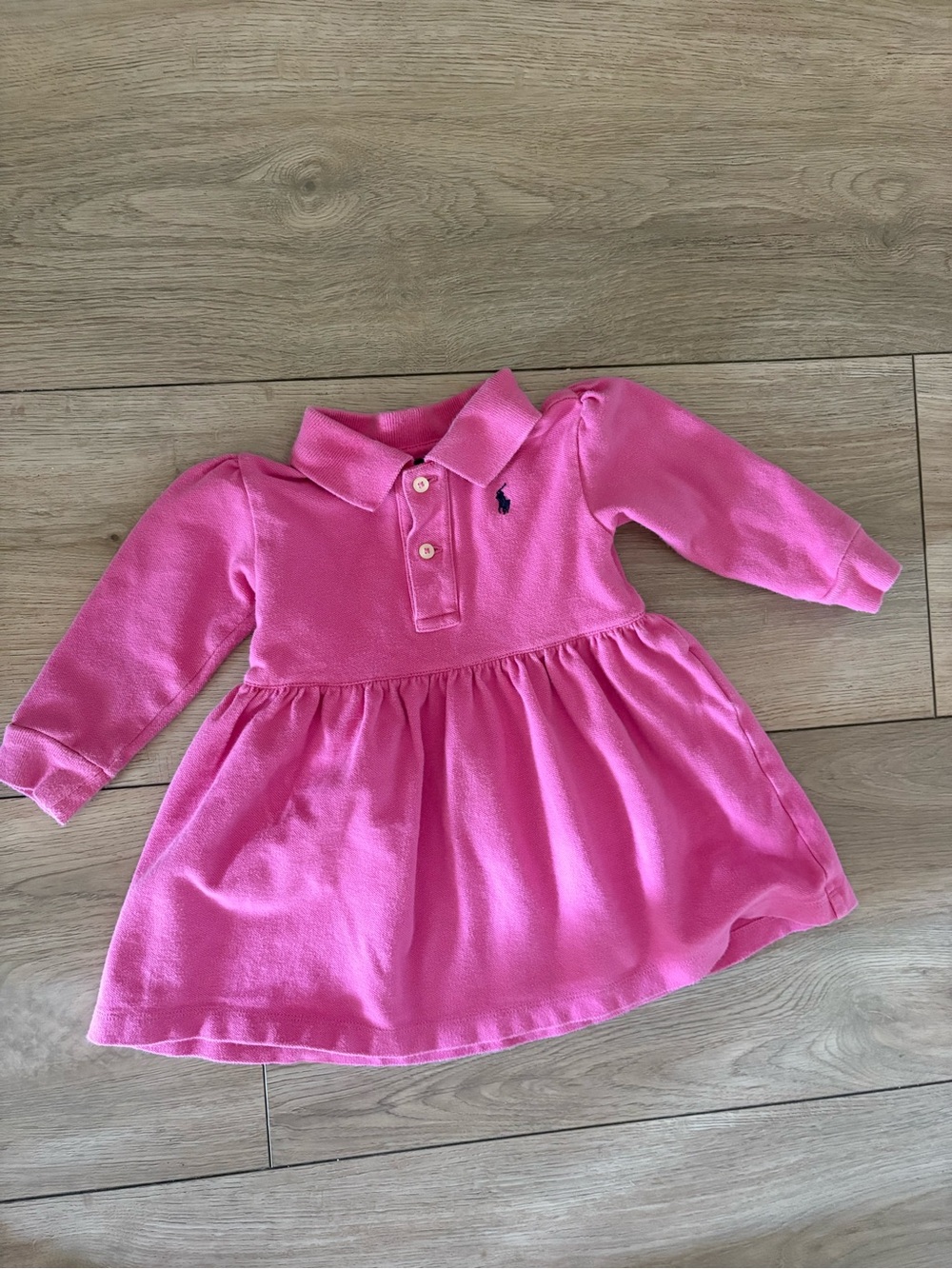 Ralph Lauren Bright Pink Long-Sleeve Polo Dress
